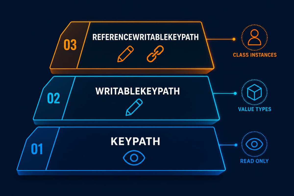 읽기 전용·값 타입 쓰기·참조 타입 쓰기로 나뉜 KeyPath 3계층 도식